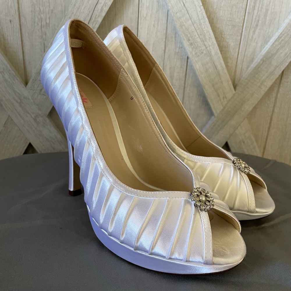 Pink Paradox London Heels Panther Satin White Wedding Party Bridal Wear Shoes